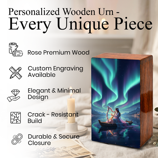 Northern Lights Urn For Women Ashes - Aurora Borealis Keepsake For Adult Female