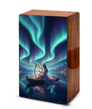 Northern Lights Urn For Women Ashes - Aurora Borealis Keepsake For Adult Female