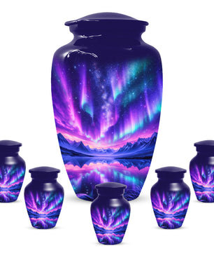 Aurora Borealis Urn for Mom or Dad, Northern Lights Cremation Urn for Women & Men