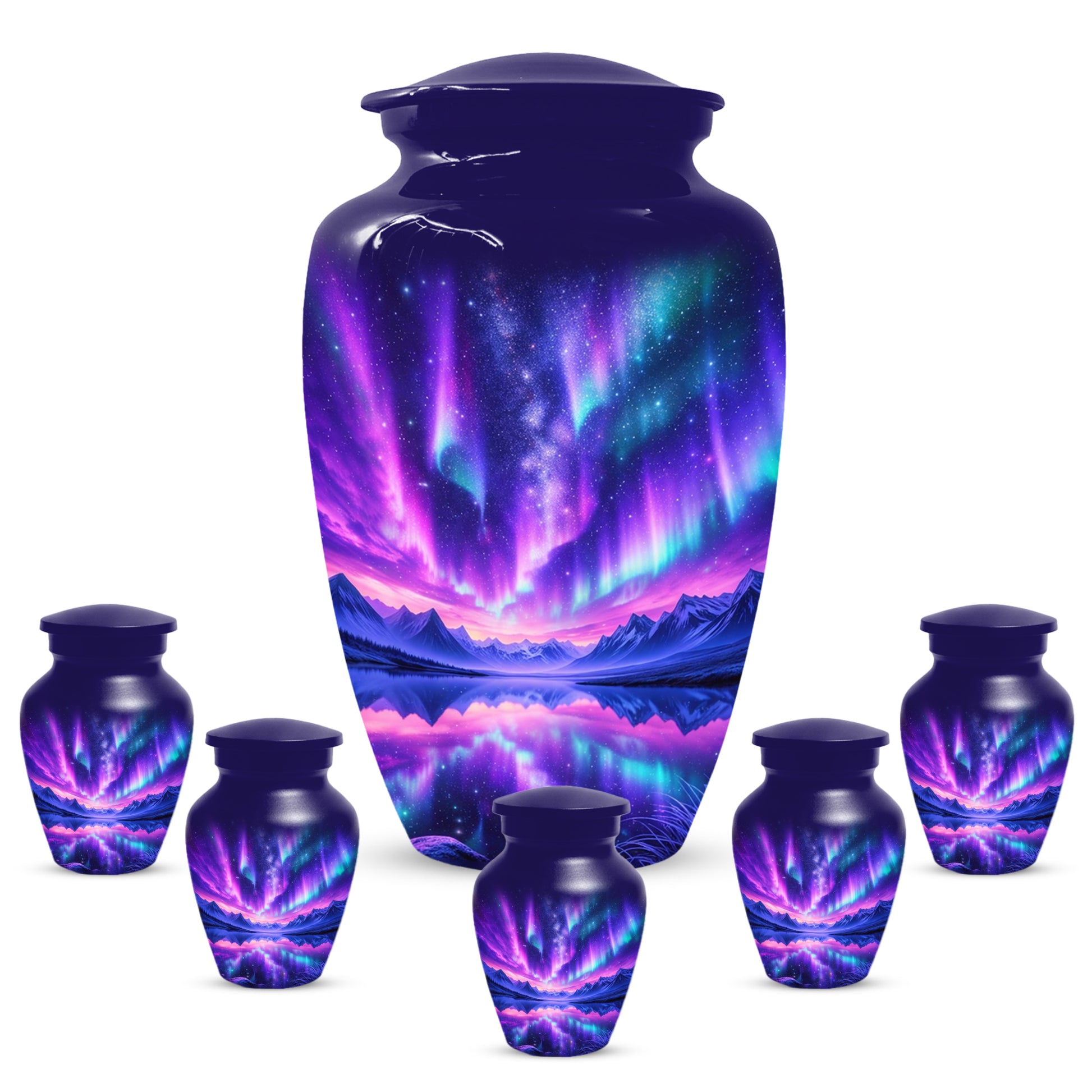 Aurora Borealis Urn for Mom or Dad, Northern Lights Cremation Urn for Women & Men