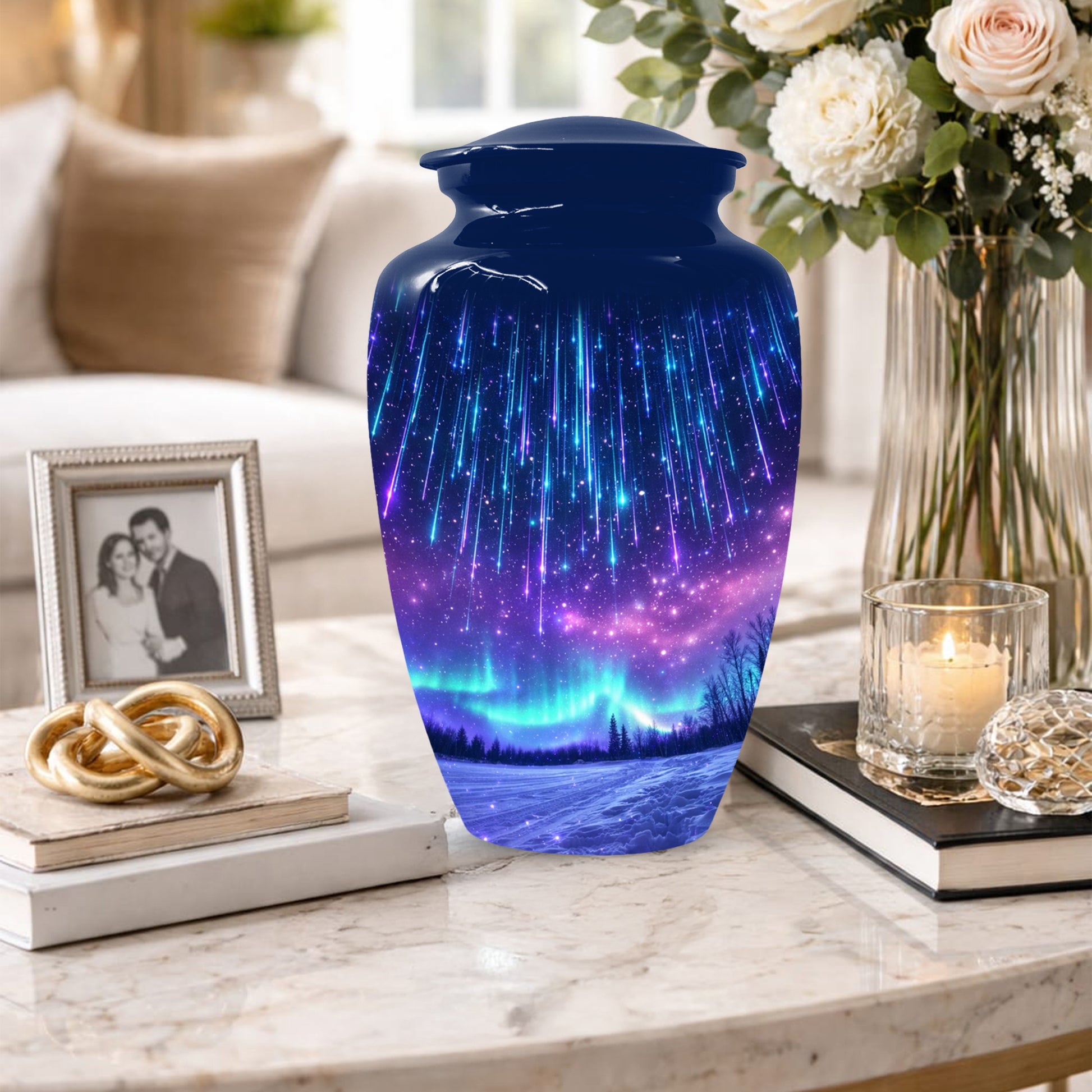 Aurora Borealis Urn for Mom or Dad -Northern Lights Cremation Urns for Women & Men