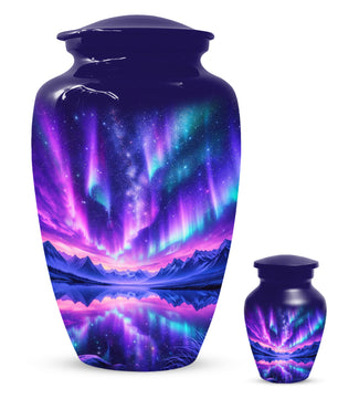 Aurora Borealis Urn for Mom or Dad, Northern Lights Cremation Urn for Women & Men