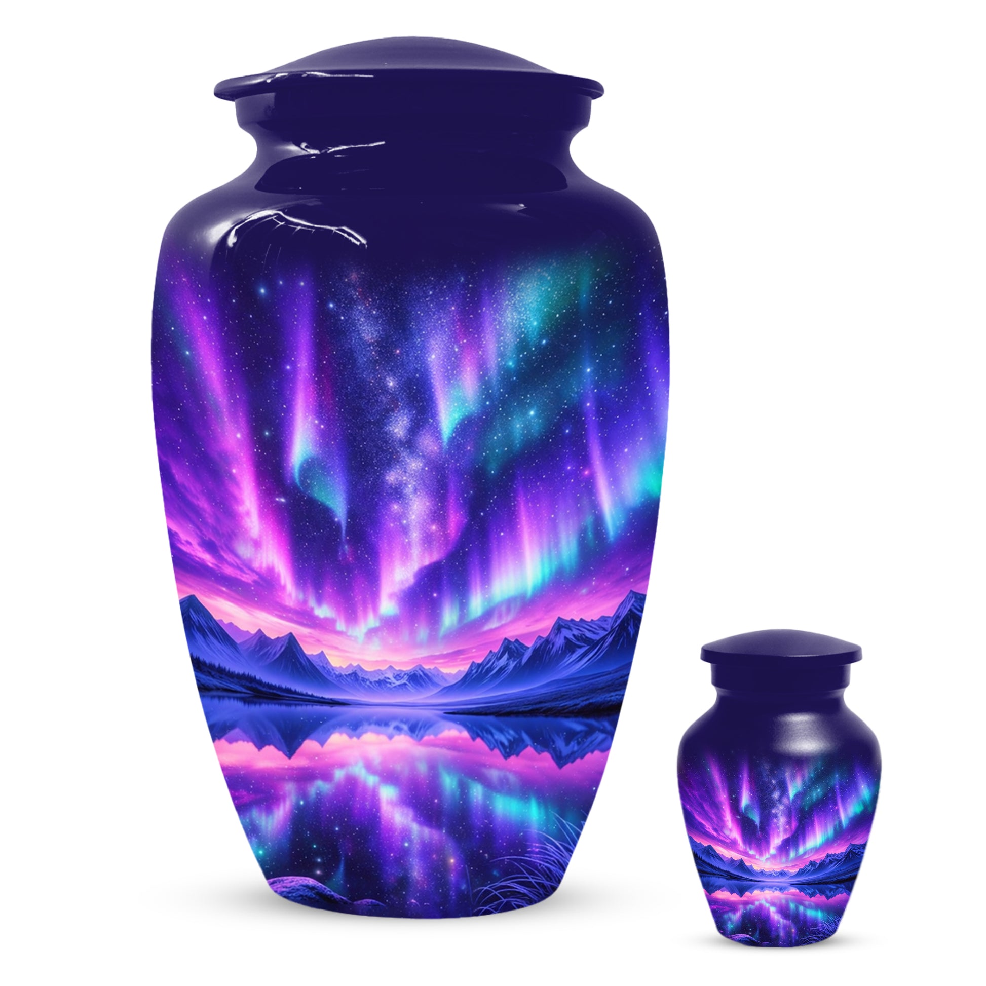 Aurora Borealis Urn for Mom or Dad, Northern Lights Cremation Urn for Women & Men