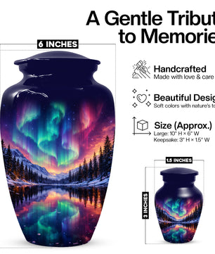 Aurora Borealis Urn for Mom or Dad - Northern Lights Cremation Urns for Women & Men