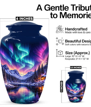 Aurora Borealis Urn for Mom and Dad -  Personalized Memorial Cremation Urns for Men and Women