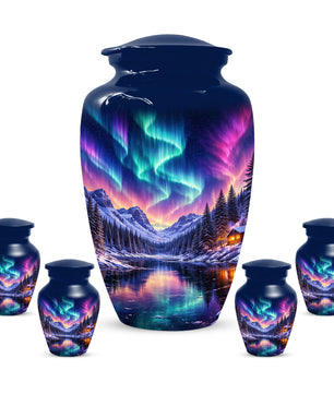 Aurora Borealis Urn for Mom and Dad -  Personalized Memorial Cremation Urns for Men and Women