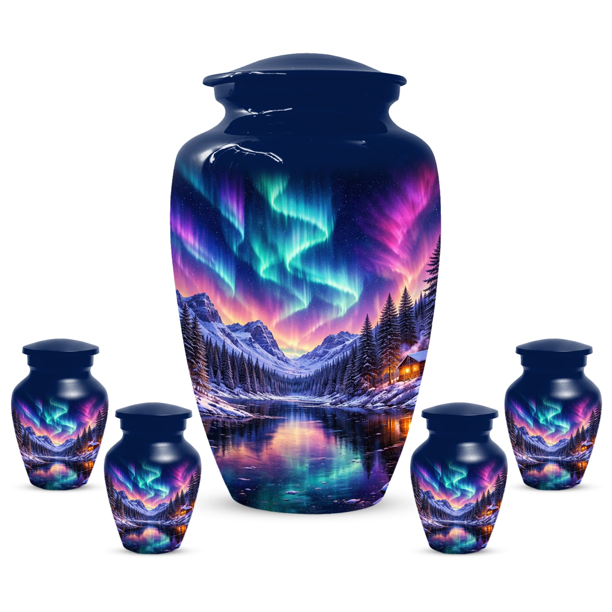 Aurora Borealis Urn for Mom and Dad -  Personalized Memorial Cremation Urns for Men and Women