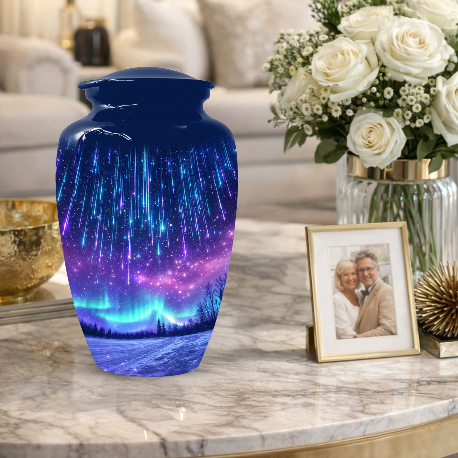 Aurora Borealis Urn for Mom or Dad -Northern Lights Cremation Urns for Women & Men