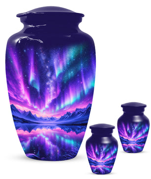 Aurora Borealis Urn for Mom or Dad, Northern Lights Cremation Urn for Women & Men