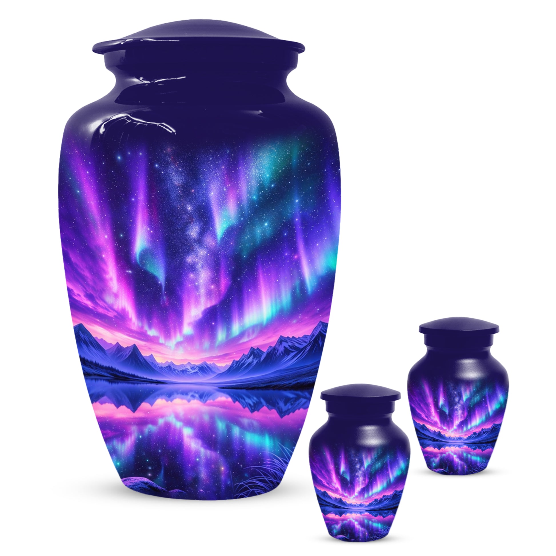 Aurora Borealis Urn for Mom or Dad, Northern Lights Cremation Urn for Women & Men