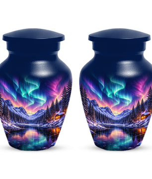 Aurora Borealis Urn for Mom and Dad -  Personalized Memorial Cremation Urns for Men and Women
