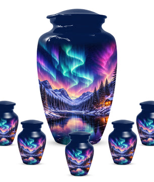 Aurora Borealis Urn for Mom and Dad -  Personalized Memorial Cremation Urns for Men and Women