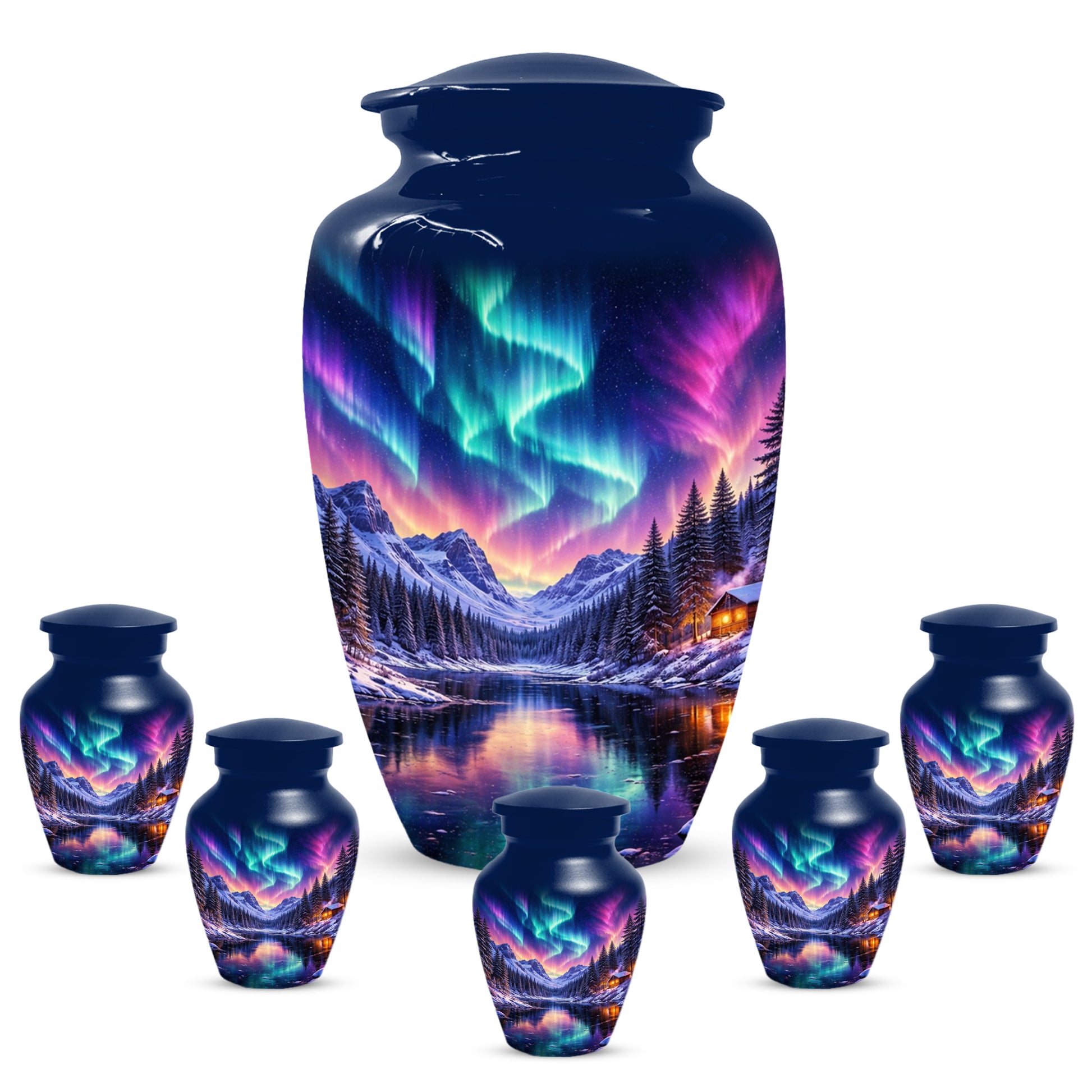 Aurora Borealis Urn for Mom and Dad -  Personalized Memorial Cremation Urns for Men and Women