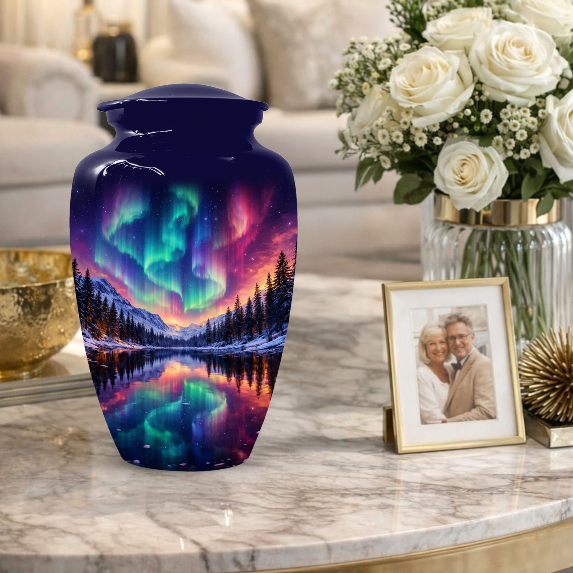 Aurora Borealis Urn for Mom or Dad - Northern Lights Cremation Urns for Women & Men