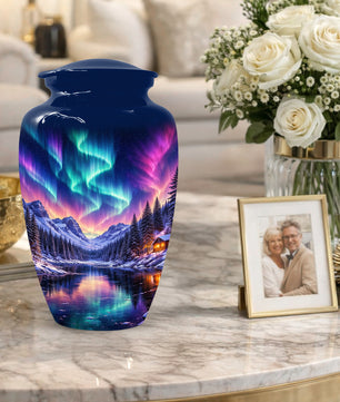 Aurora Borealis Urn for Mom and Dad -  Personalized Memorial Cremation Urns for Men and Women