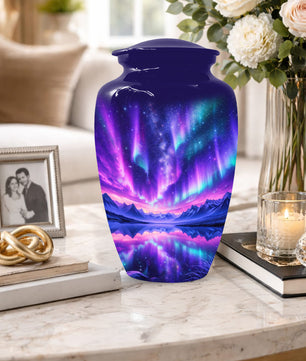 Aurora Borealis Urn for Mom or Dad, Northern Lights Cremation Urn for Women & Men
