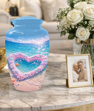 Heart Beach Urn for Mom - Beautiful Cremation Urns for Women| Ocean Keepsake Memorial