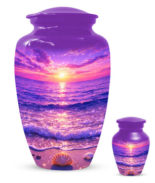 Purple Ocean Sunset Urn for Mom -  Beautiful Cremation Memorial Urns for Women