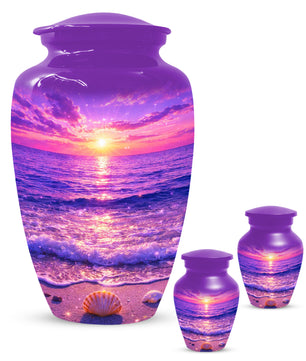 Purple Ocean Sunset Urn for Mom -  Beautiful Cremation Memorial Urns for Women