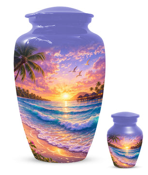 Beach Sunset Memorial Urn for Mom - Beautiful Cremation Urns for Women