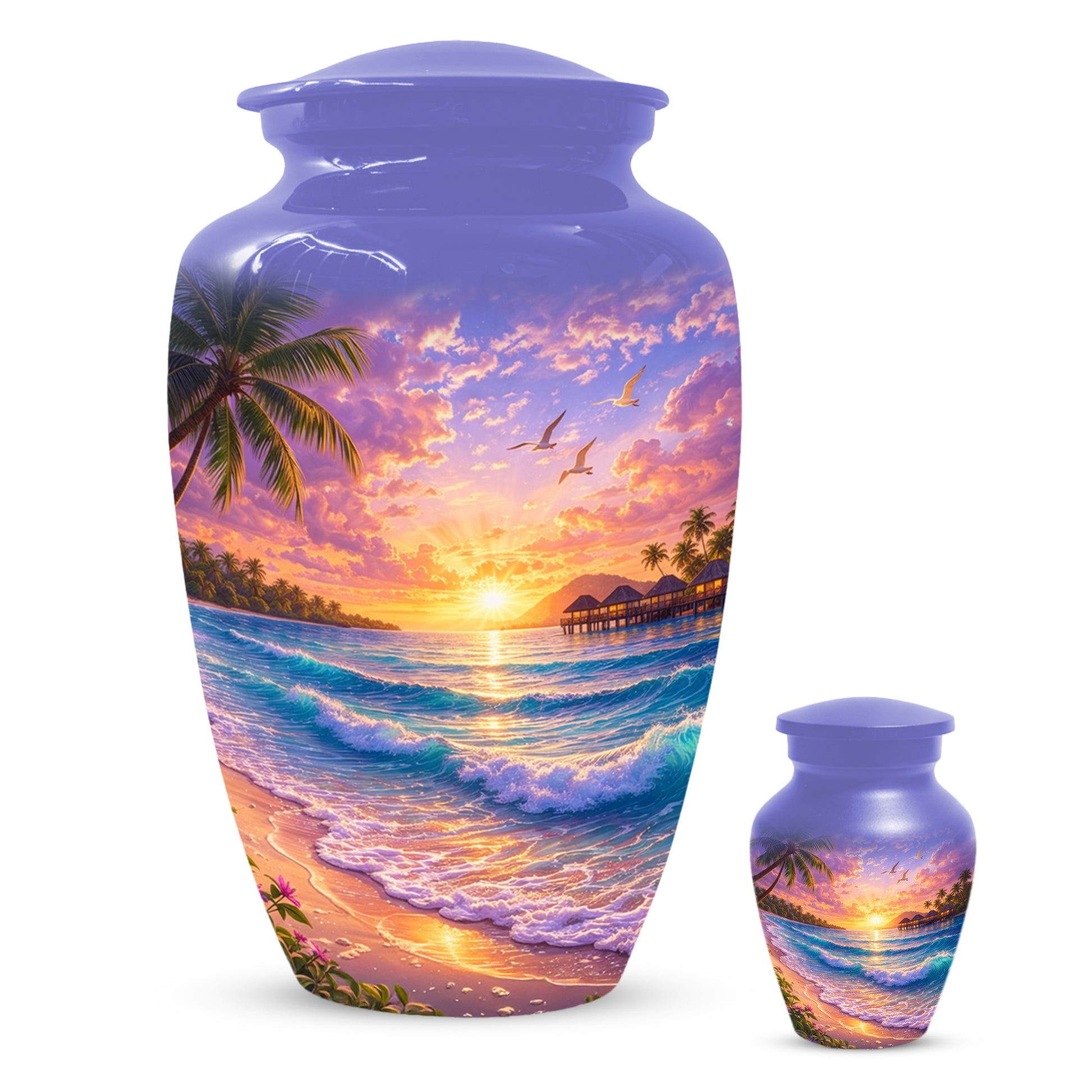 Beach Sunset Memorial Urn for Mom - Beautiful Cremation Urns for Women