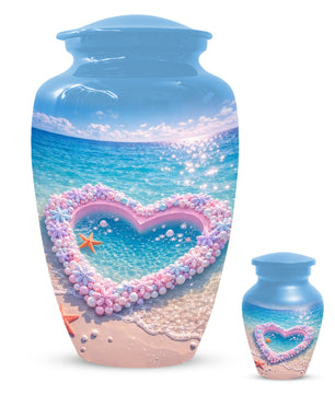 Heart Beach Urn for Mom - Beautiful Cremation Urns for Women| Ocean Keepsake Memorial