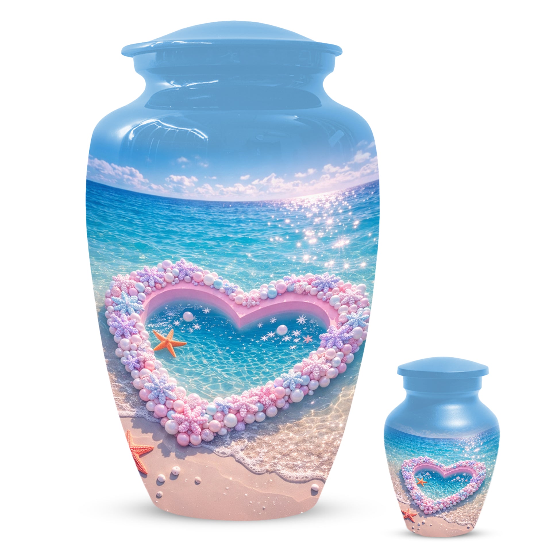 Heart Beach Urn for Mom - Beautiful Cremation Urns for Women| Ocean Keepsake Memorial
