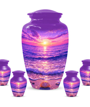 Purple Ocean Sunset Urn for Mom -  Beautiful Cremation Memorial Urns for Women