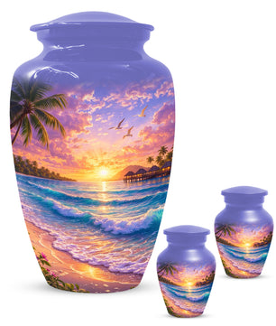 Beach Sunset Memorial Urn for Mom - Beautiful Cremation Urns for Women