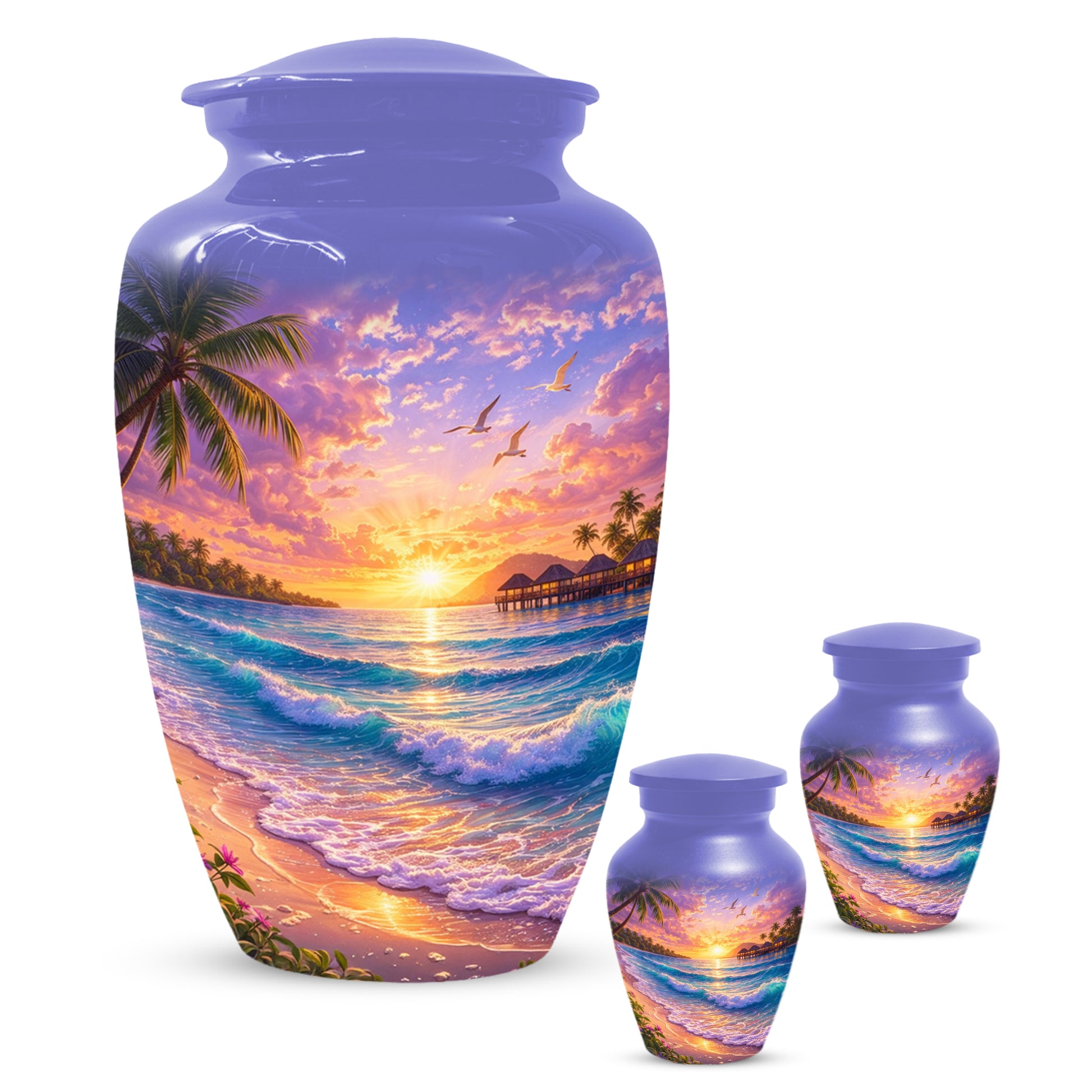 Beach Sunset Memorial Urn for Mom - Beautiful Cremation Urns for Women