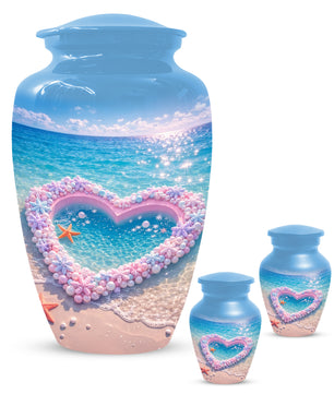 Heart Beach Urn for Mom - Beautiful Cremation Urns for Women| Ocean Keepsake Memorial