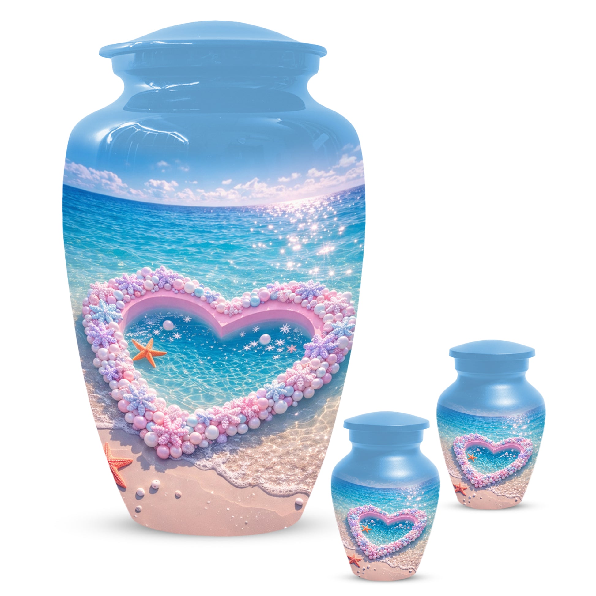 Heart Beach Urn for Mom - Beautiful Cremation Urns for Women| Ocean Keepsake Memorial