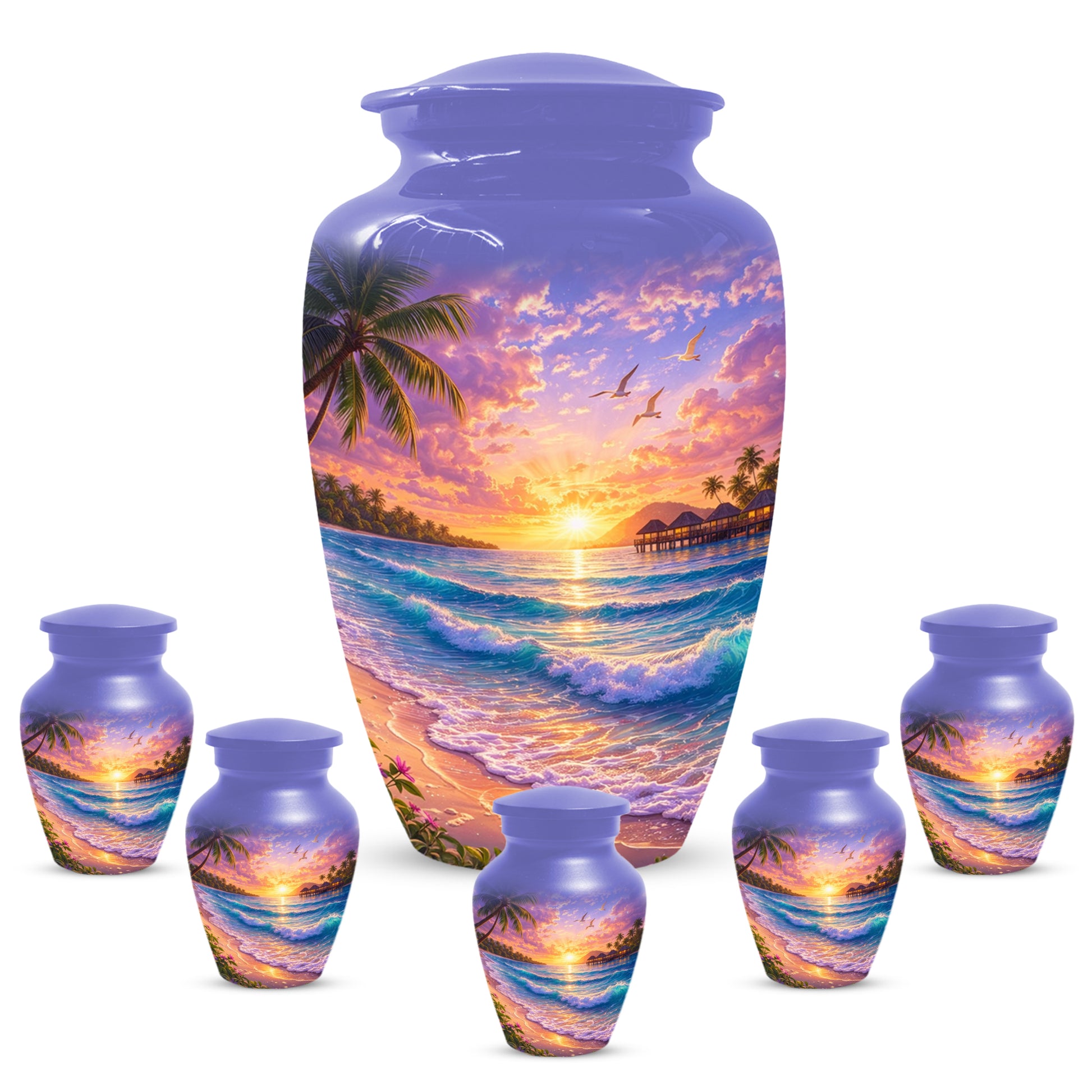 Beach Sunset Memorial Urn for Mom - Beautiful Cremation Urns for Women