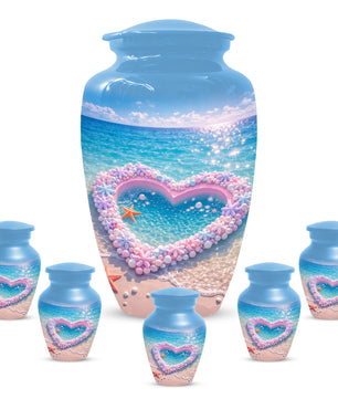 Heart Beach Urn for Mom - Beautiful Cremation Urns for Women| Ocean Keepsake Memorial