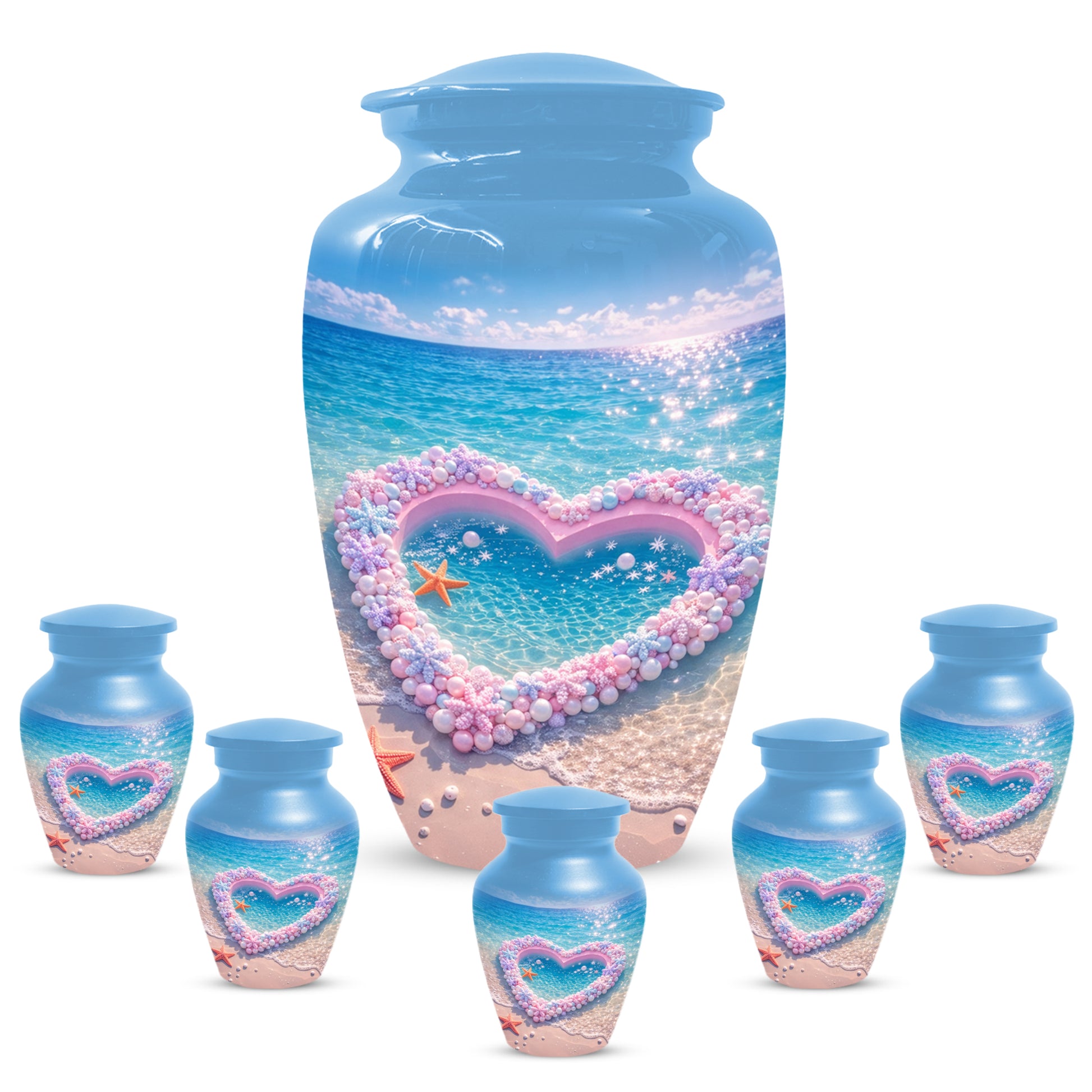 Heart Beach Urn for Mom - Beautiful Cremation Urns for Women| Ocean Keepsake Memorial