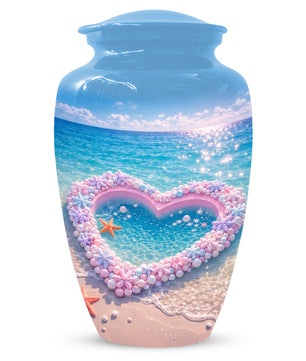 Heart Beach Urn for Mom - Beautiful Cremation Urns for Women| Ocean Keepsake Memorial