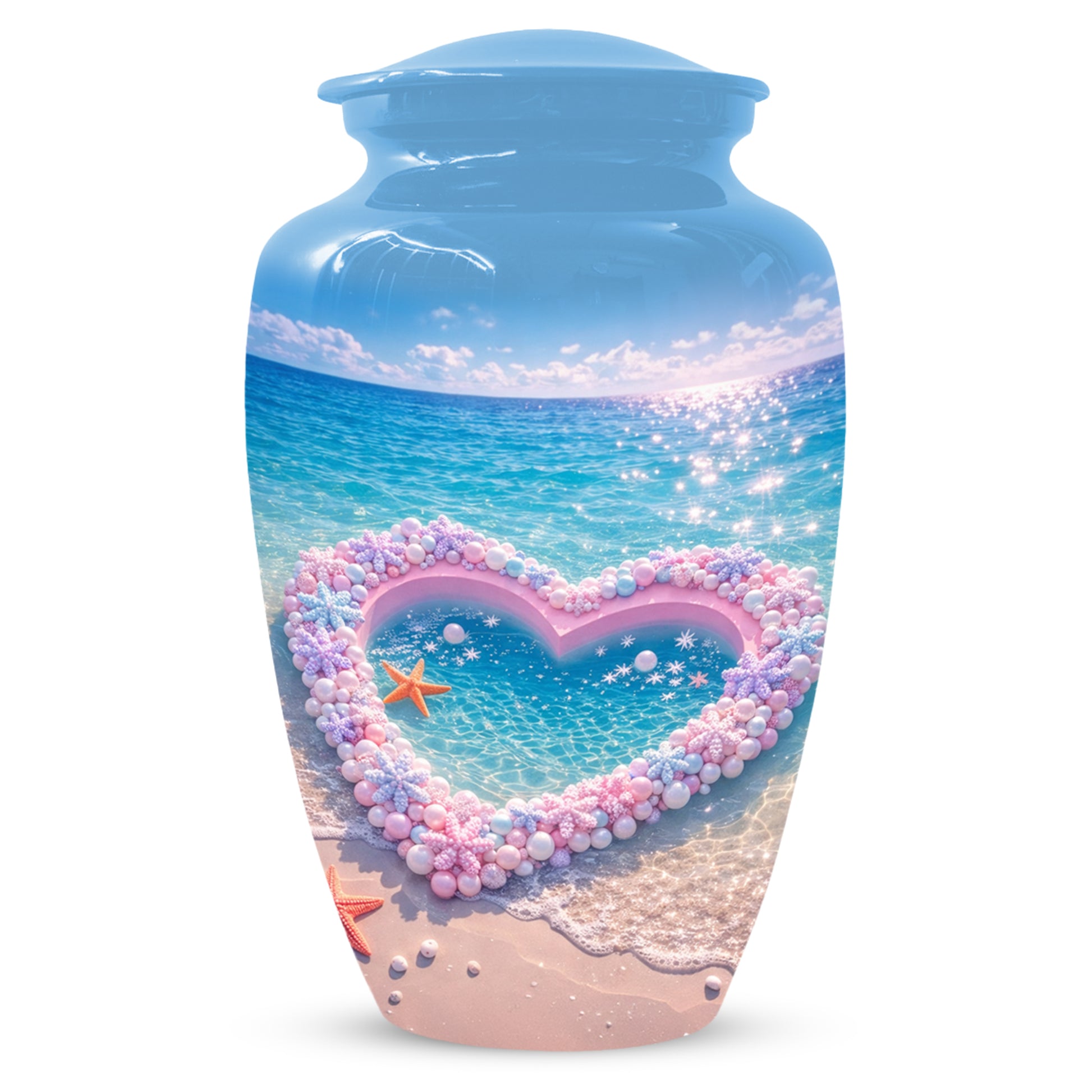 Heart Beach Urn for Mom - Beautiful Cremation Urns for Women| Ocean Keepsake Memorial