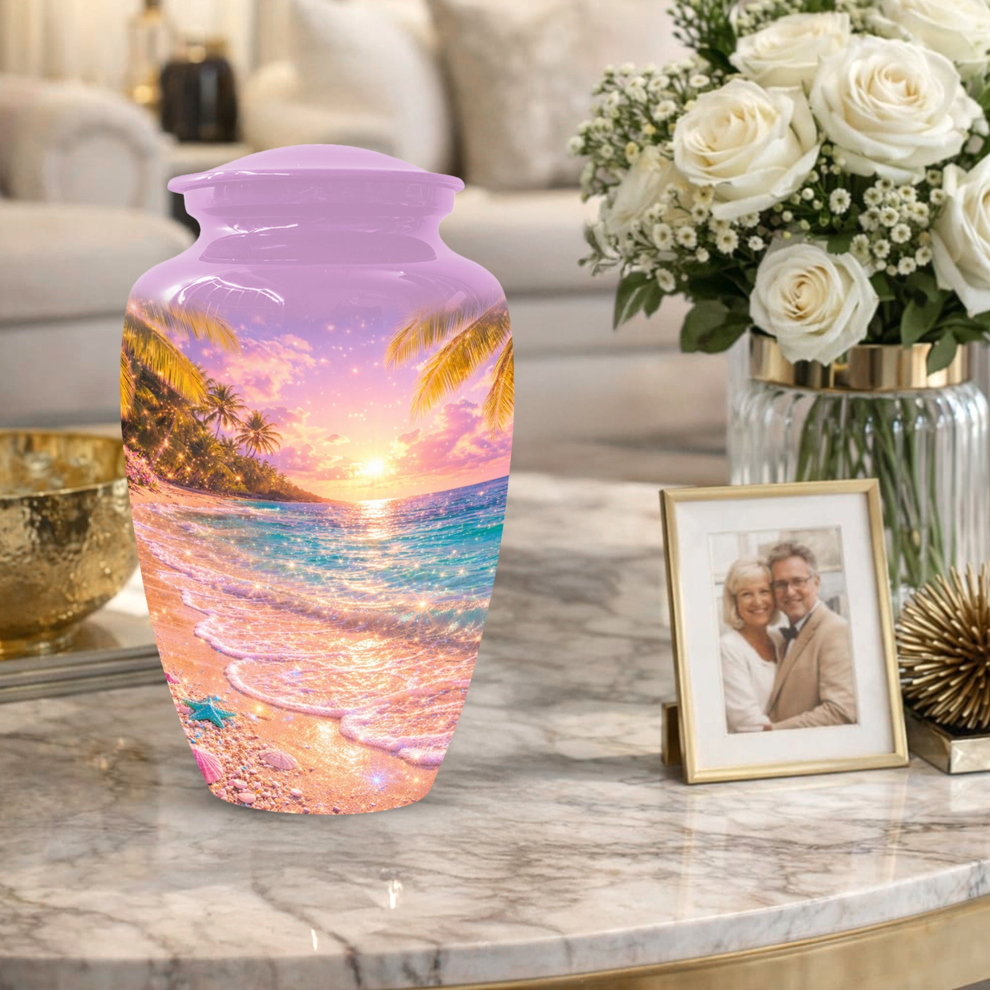 Beach Urn for Human Ashes -  Ocean Wave Memorial Keepsake | Beautiful Urns for Mom & Women