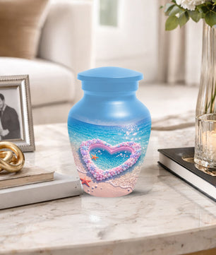 Heart Beach Urn for Mom - Beautiful Cremation Urns for Women| Ocean Keepsake Memorial