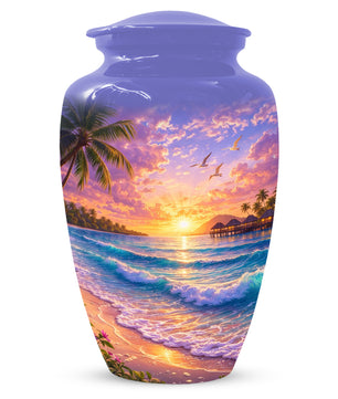 Beach Sunset Memorial Urn for Mom - Beautiful Cremation Urns for Women