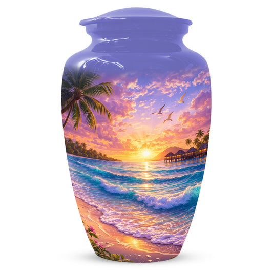Beach Sunset Memorial Urn for Mom - Beautiful Cremation Urns for Women