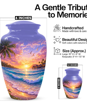 Beach Sunset Memorial Urn for Mom - Beautiful Cremation Urns for Women
