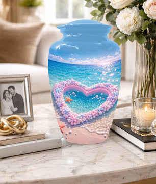 Heart Beach Urn for Mom - Beautiful Cremation Urns for Women| Ocean Keepsake Memorial