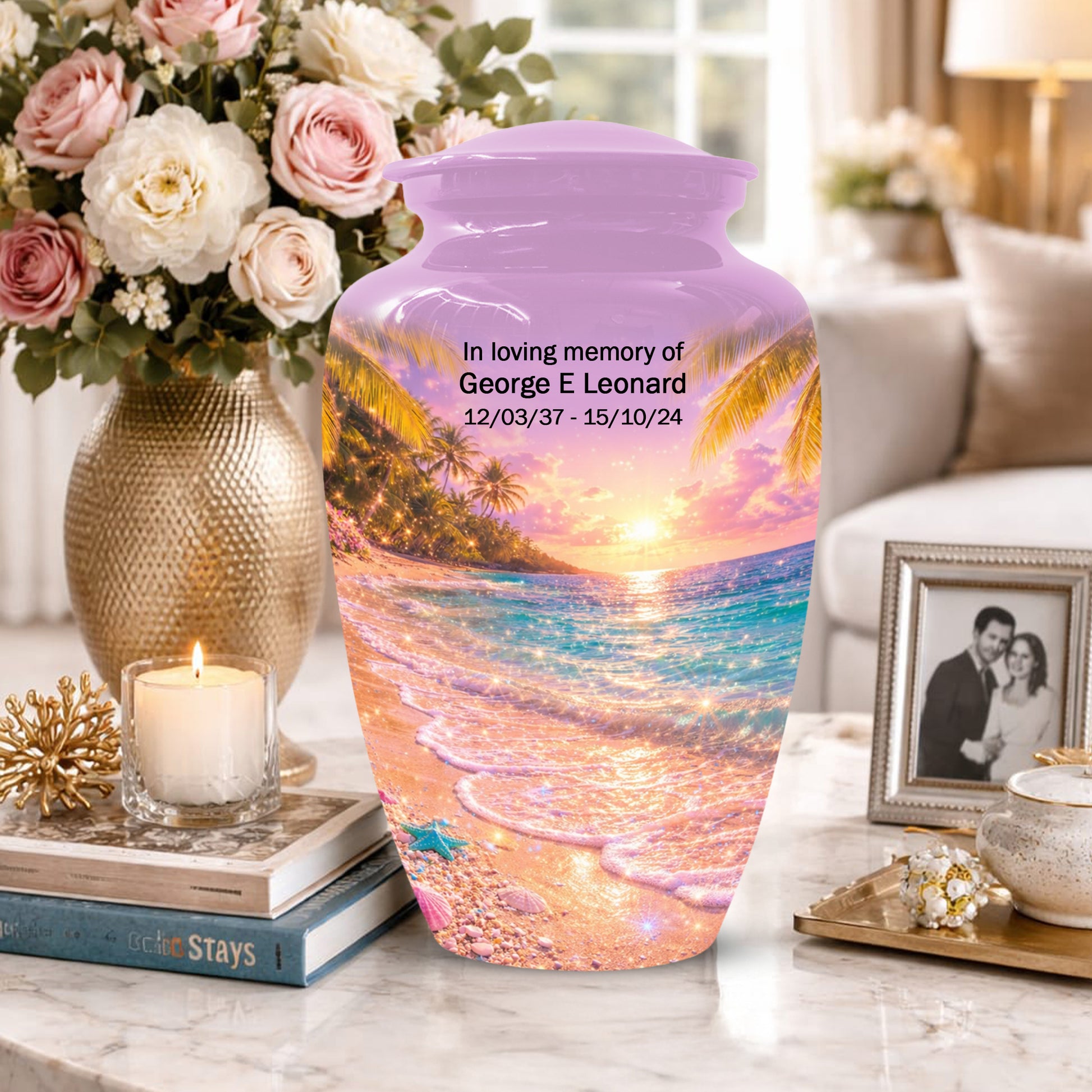 Beach Urn for Human Ashes -  Ocean Wave Memorial Keepsake | Beautiful Urns for Mom & Women