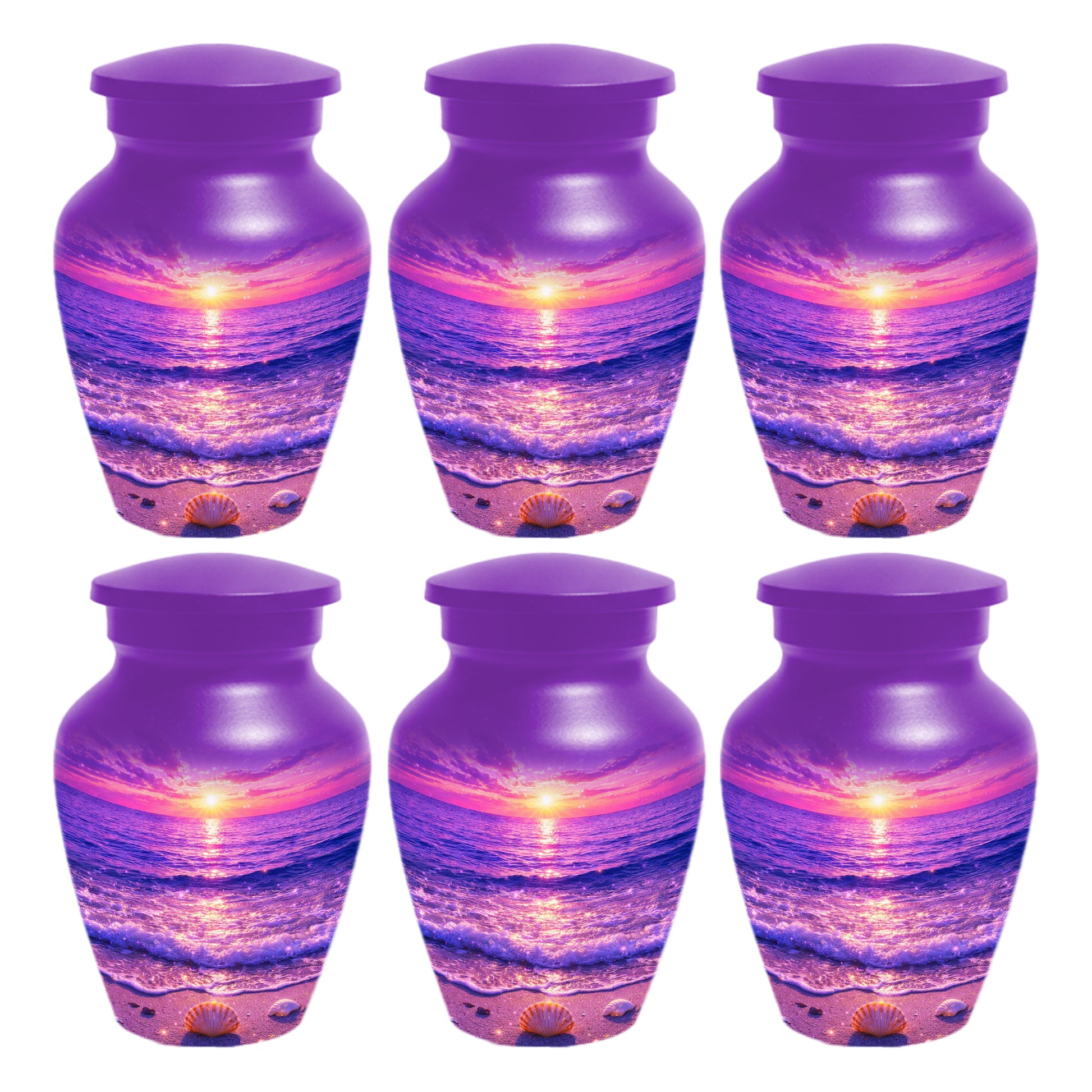 Purple Ocean Sunset Urn for Mom -  Beautiful Cremation Memorial Urns for Women