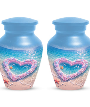 Heart Beach Urn for Mom - Beautiful Cremation Urns for Women| Ocean Keepsake Memorial