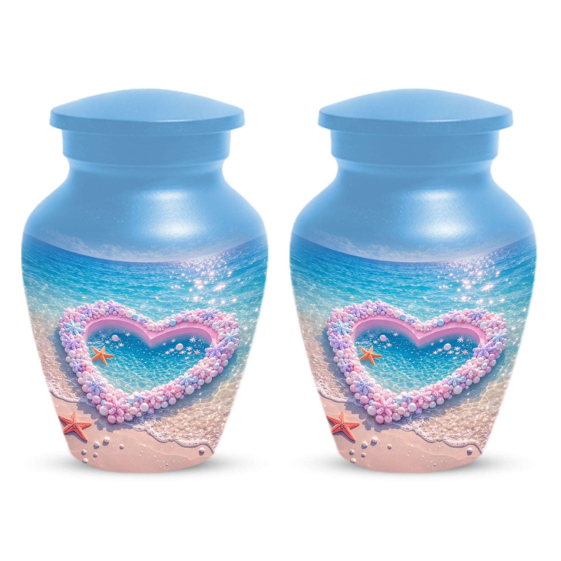 Heart Beach Urn for Mom - Beautiful Cremation Urns for Women| Ocean Keepsake Memorial