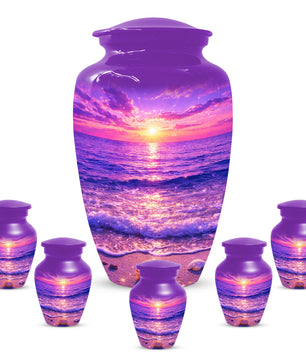 Purple Ocean Sunset Urn for Mom -  Beautiful Cremation Memorial Urns for Women