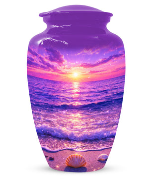 Purple Ocean Sunset Urn for Mom -  Beautiful Cremation Memorial Urns for Women
