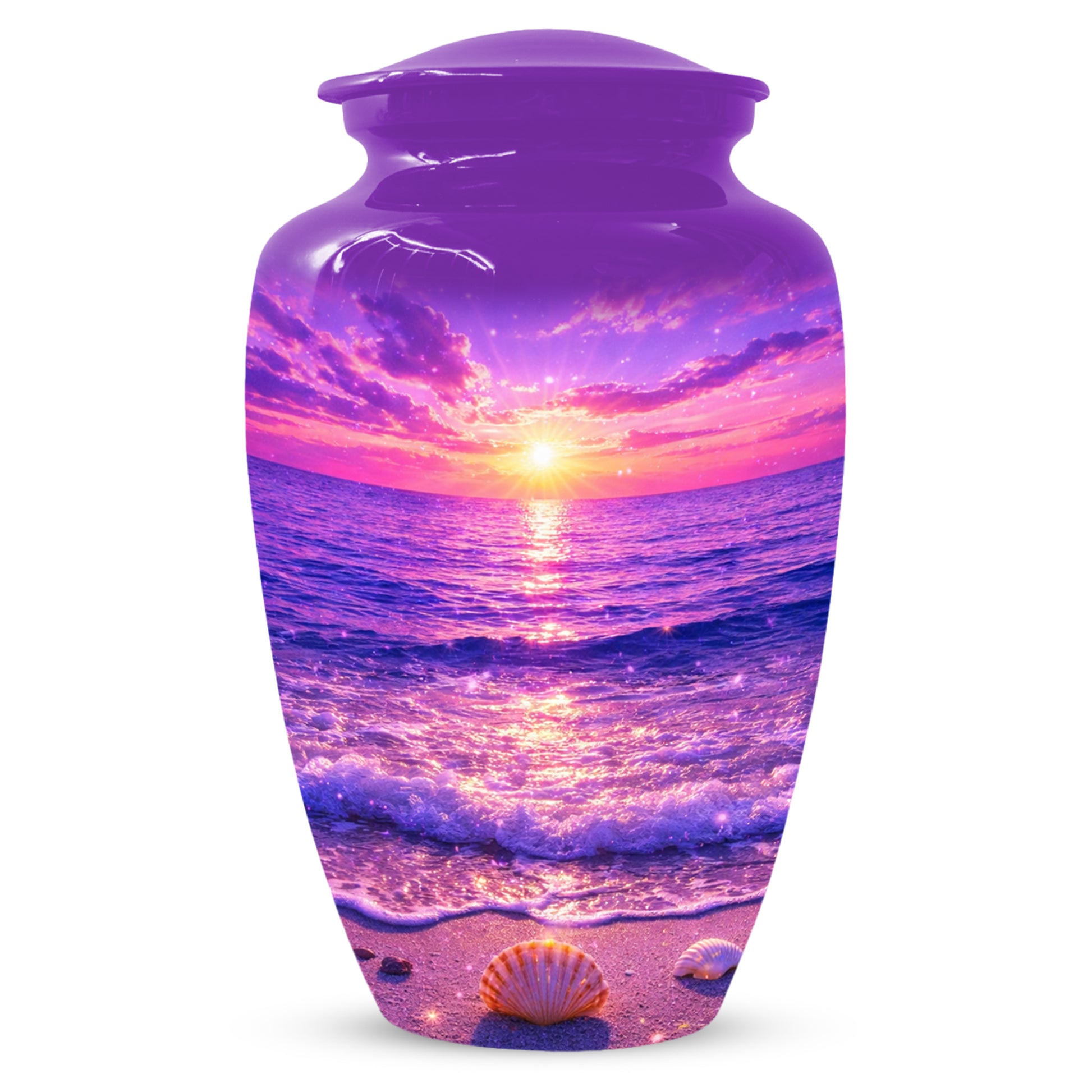 Purple Ocean Sunset Urn for Mom -  Beautiful Cremation Memorial Urns for Women